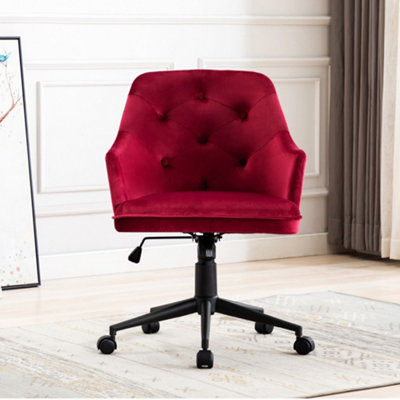 Red velvet desk deals chair