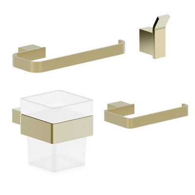 Emilia Brushed Gold 4-Piece Bathroom Accessory Set