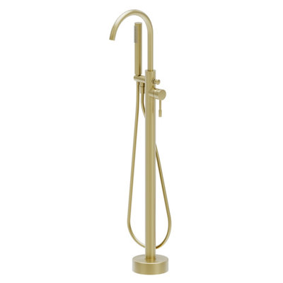 Emilia Brushed Gold Round Floor Standing Bath Shower Mixer Tap