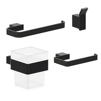 Emilia Matt Black 4-Piece Bathroom Accessory Set