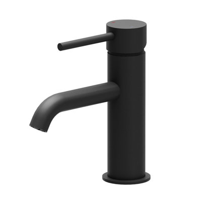 Emilia Matt Black Round Deck-mounted Basin Mono Mixer Tap