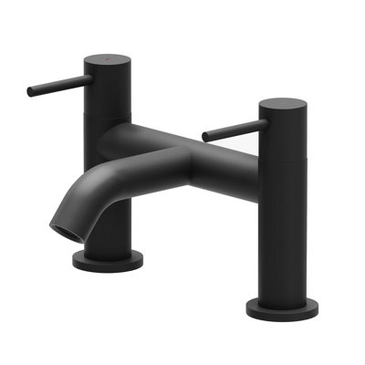 Emilia Matt Black Round Deck-mounted Bath Filler Tap