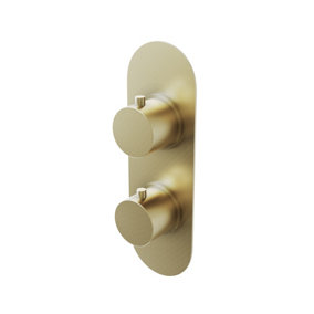 Emilia Round Brushed Gold Concealed Thermostatic Shower  Valve - Dual Control with Dual Outlet