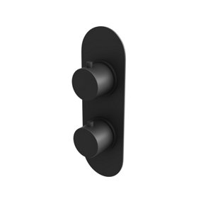 Emilia Round Matt Black Concealed Thermostatic Shower Valve - Dual Control with Dual Outlet