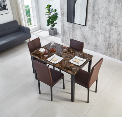 Dining table and discount chairs marble effect