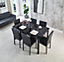 Emillia MDF Marble Effect Dining Table with 6 Faux Leather Chairs in Black