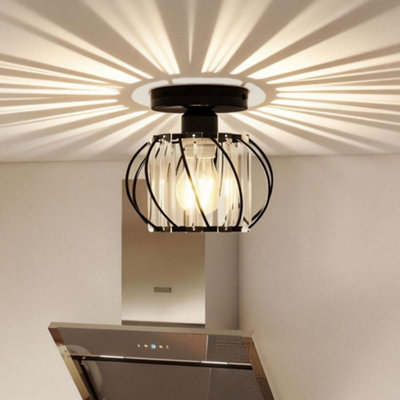 Emitto Crystal Ceiling Light Semi Flush Mount Chandelier Modern Hallway