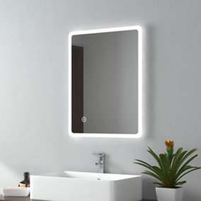 EMKE 450 X 600 mm Backlit Illuminated Bathroom Mirror, Wall Mounted Bathroom Mirror with LED Lights, Touch and Demister
