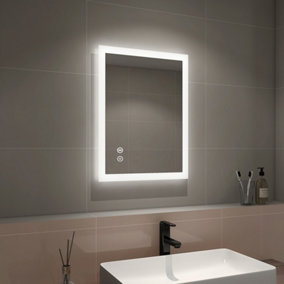 EMKE 450 X 600 mm Illuminated Bluetooth Bathroom Mirror with Shaver Socket, Bathroom LED Mirror with Touch, Anti-Fog