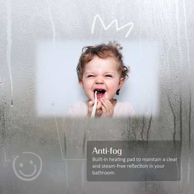 EMKE 450 X 600 mm Illuminated Bluetooth Bathroom Mirror with Shaver Socket, Bathroom LED Mirror with Touch, Anti-Fog