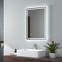 EMKE 500x700 mm LED Illuminated Bathroom Mirror with Touch Switch and Demister Pad, Wall Mounted