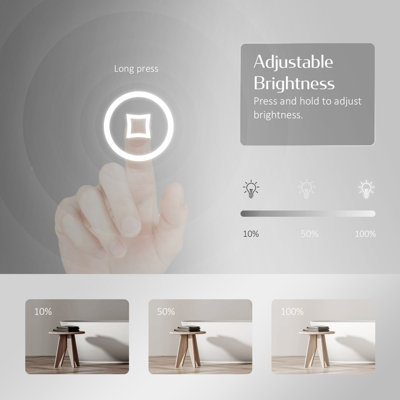EMKE 500x700 mm LED Illuminated Bathroom Mirror with Touch Switch and Demister Pad, Wall Mounted
