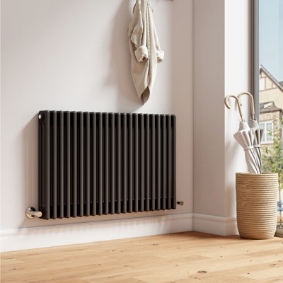 EMKE Anthracite Column Radiator Horizontal Triple Panel Cast Iron Central Heating Rad 600x1010mm