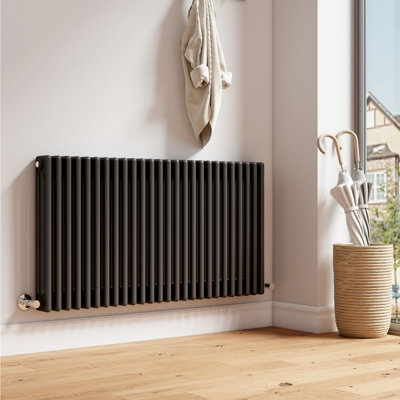 EMKE Anthracite Column Radiator Horizontal Triple Panel Cast Iron Central Heating Rad 600x1190mm