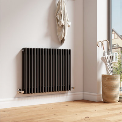 EMKE Anthracite Column Radiator Horizontal Triple Panel Cast Iron Central Heating Rad 600x830mm