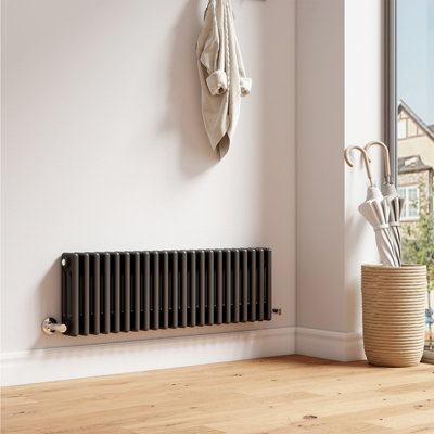 EMKE Anthracite Designer Radiator Traditional Triple Horizontal Cast Iron Radiator 300x1010mm