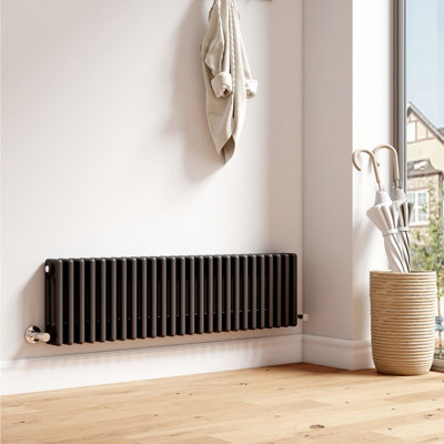 EMKE Anthracite Designer Radiator Traditional Triple Horizontal Cast Iron Radiator 300x1190mm