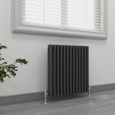 EMKE Anthracite Traditional Cast Iron Radiator Triple Column Central Heating Space Saving Radiators 600x600mm