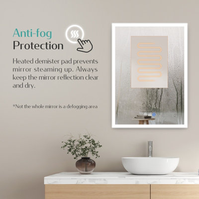 EMKE Bathroom LED Mirror with Motion Sensor Switch, Multifunction ...