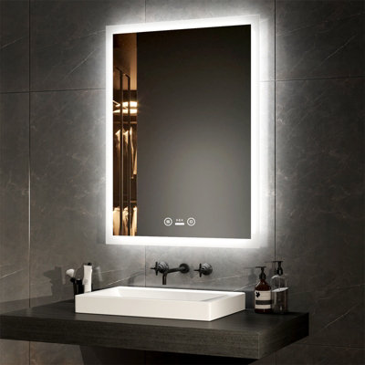 EMKE Bathroom LED Mirror with Motion Sensor Switch, Multifunction Vanity Mirror with Dimmable, Demister, 600 x 800 mm