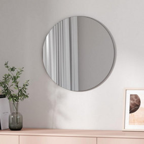 EMKE Bathroom Mirror Frameless Modern Round Wall Mounted Mirror 60CM