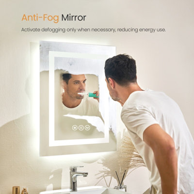 EMKE Bathroom Mirror with 3 Colors Led Lights, 450x600mm Mirror with ...