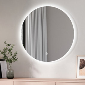 EMKE Bathroom Mirror with Led Lights 500mm Dimmable Illuminated Backlit Round Bathroom Mirror