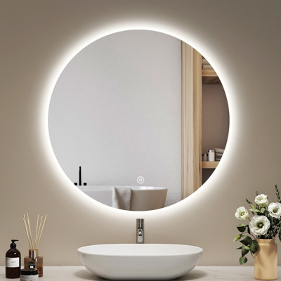 EMKE Round Bathroom Mirror 70CM Wall Mounted Mirror Thin HD Circle Mirror