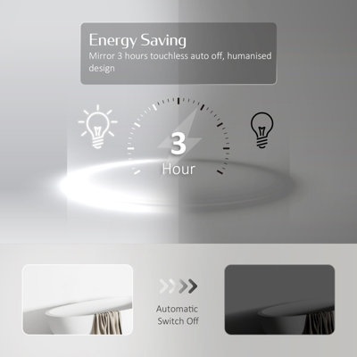 EMKE Bathroom Mirror with Led Lights 600mm Dimmable Illuminated Backlit Round Bathroom Mirror