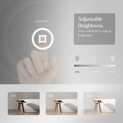 EMKE Bathroom Mirror with Shaver Socket, Wall Mounted LED Mirror with Extra Fuse, Dimmable & Demister, 500x700mm