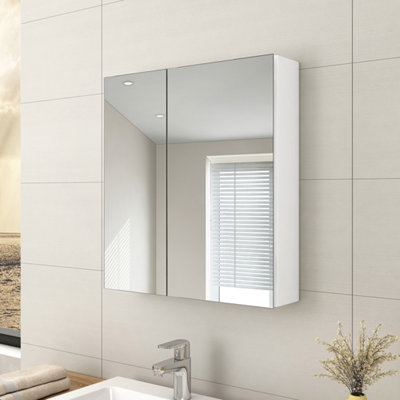 EMKE Bathroom Vanity Mirror Cabinet with Storage, Double Door Wall ...