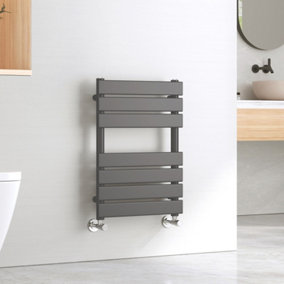 EMKE Central Heating Towel Rails Anthracite Flat Panel Heated Towel Rail Radiator Ladder for Bathroom 650 x 450 mm