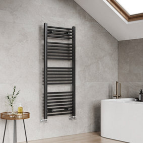 EMKE Central Heating Towel Rails Heated Towel Rail Bathroom Radiator Warmer 1200x500mm, Black