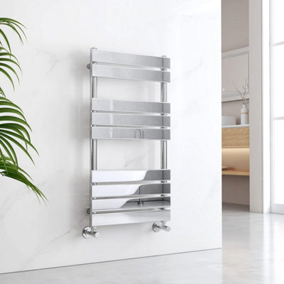 EMKE Chrome Flat Panel Heated Towel Rail Central Heating Radiators for ...