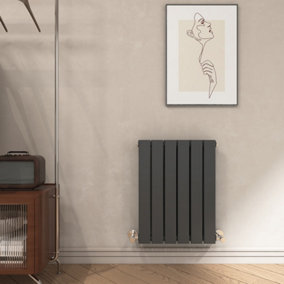 EMKE Double Flat Panel Central Heating Radiator High Heat Output Heating Rad Anthracite, 600x450mm
