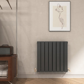 EMKE Double Flat Panel Central Heating Radiator High Heat Output Heating Rad Anthracite, 600x600mm