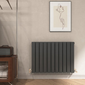 EMKE Double Flat Panel Central Heating Radiator High Heat Output Heating Rad Anthracite, 600x830mm