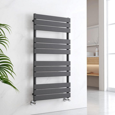 EMKE Flat Panel Heated Towel Rail Anthracite Bathroom Ladder Radiator Warmer 1200 x 600 mm Towel Radiator