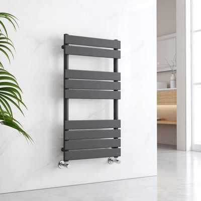 EMKE Flat Panel Heated Towel Rail Anthracite Bathroom Ladder Radiator Warmer 950 x 500 mm Towel Radiator