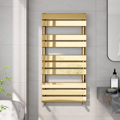 EMKE Gold Flat Panel Heated Towel Rail Wall Mount Ladder Rad Modern Heated Towel Rails for Bathroom 1000x500mm