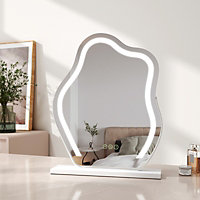 EMKE Hollywood Makeup Mirror with 3 Colour LED Light 450x550mm 360 Rotation Irregular Hollywood Mirror White Frame