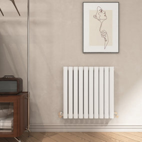 EMKE Horizontal Oval Column Double Panel Central Heating Radiator Efficient Heating Solution, White 60x59cm
