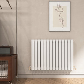 EMKE Horizontal Oval Column Double Panel Central Heating Radiator Efficient Heating Solution, White 60x82cm