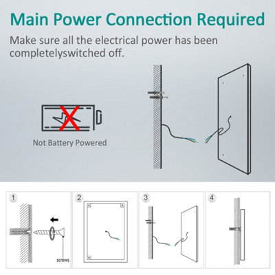 EMKE Illuminated Bathroom Mirror 600 x 800mm LED Mirror with Touch Switch, Demister, Shaver Socket, 3X Magnifying