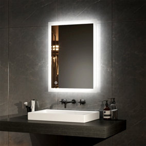 EMKE Illuminated Bathroom Mirror with Light Bathroom LED Mirror with Touch Switch Demister 450x600mm