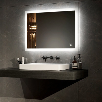 EMKE Illuminated Bathroom Mirror with Light Bathroom LED Mirror with ...