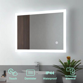 EMKE Illuminated Bathroom Mirror with Light Bathroom LED Mirror with Touch Switch Demister 500x700 mm