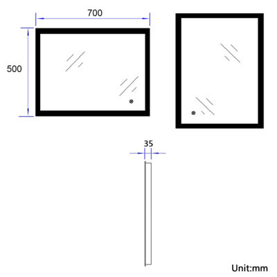 EMKE Illuminated Bathroom Mirror with Light Bathroom LED Mirror with Touch Switch Demister 500x700 mm