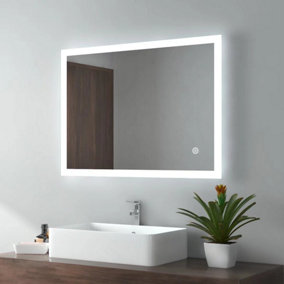 EMKE Illuminated Bathroom Mirror with Light Bathroom LED Mirror with Touch Switch Demister 600x800mm