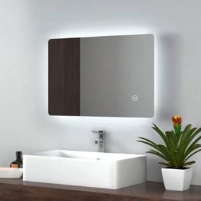 EMKE Illuminated Led Bathroom Mirror with Demister Pad Wall Mounted Dimmable LED Bathroom Mirror, 400x600mm